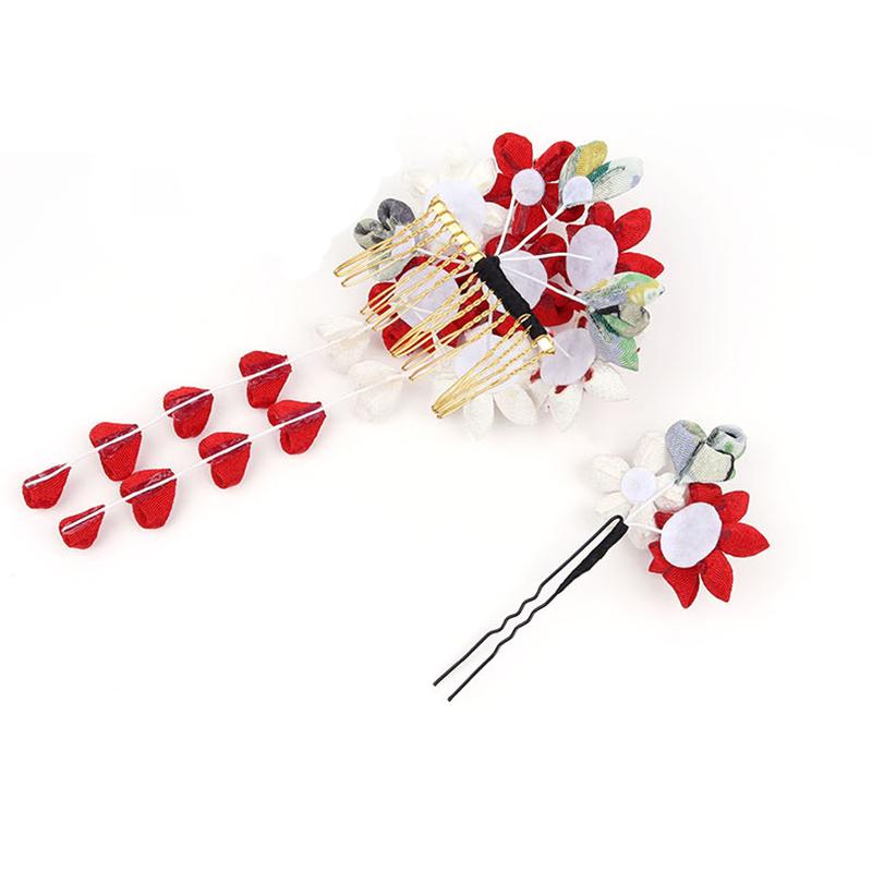 Japanische Handgefertigte Stoffblume Haaraccessoires Clip Quaste Kimono Haarnadel Kopfschmuck Geisha Haarspange Japanische Festtags-Haarnadeln
