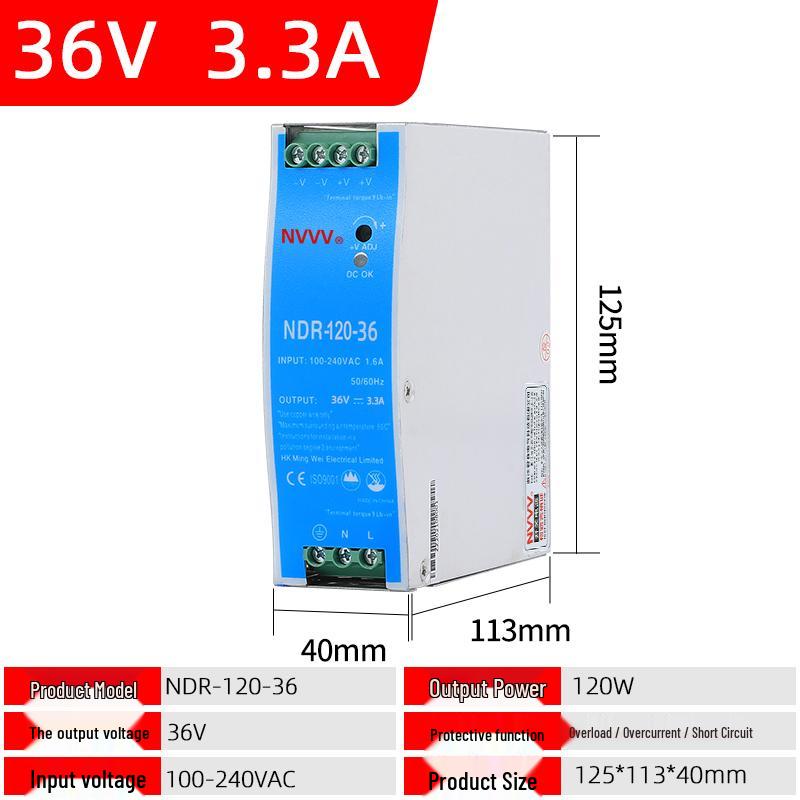 NVVV DIN Rail Switching Power Supply 220V To 12/24V DC Transformer DR/NDR/EDR Series