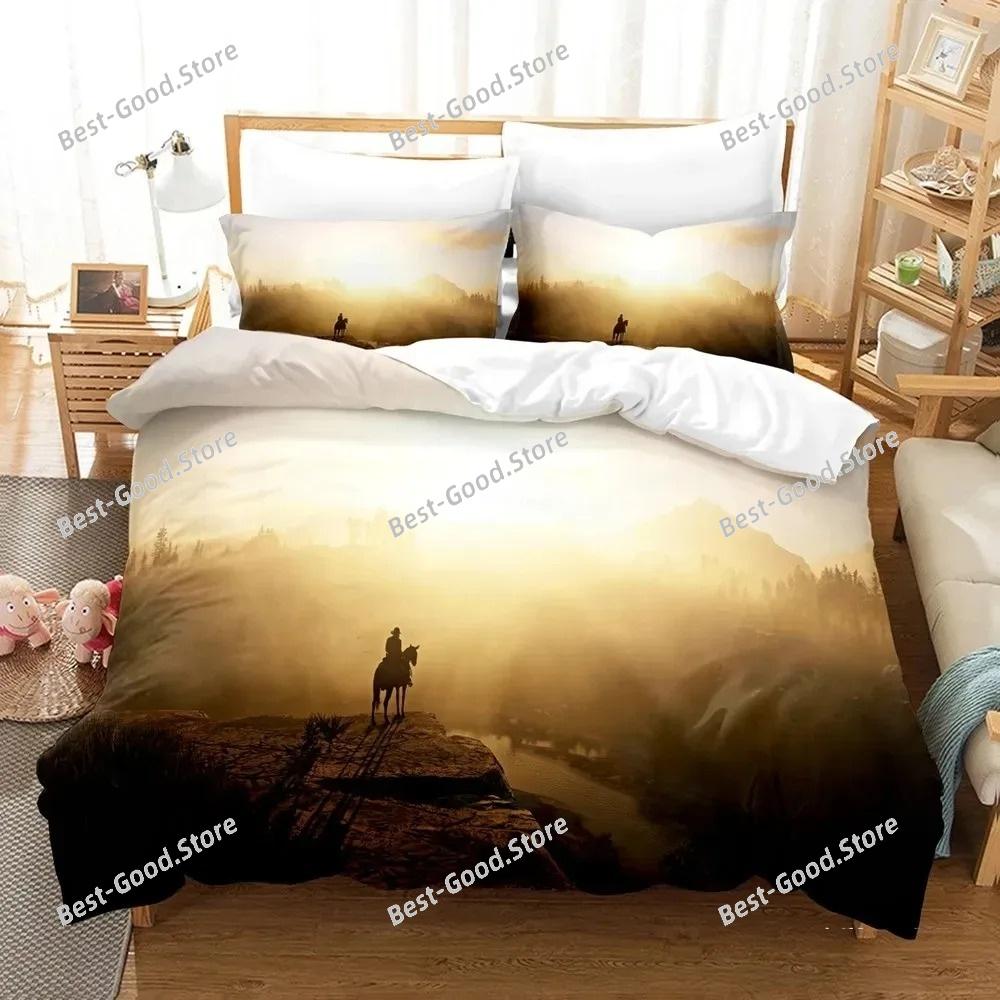 Game Red Dead Redemption Bedding Set Boys Girls Twin Queen Size Duvet Cover Pillowcase Bed Kids Adult Home Textileextile
