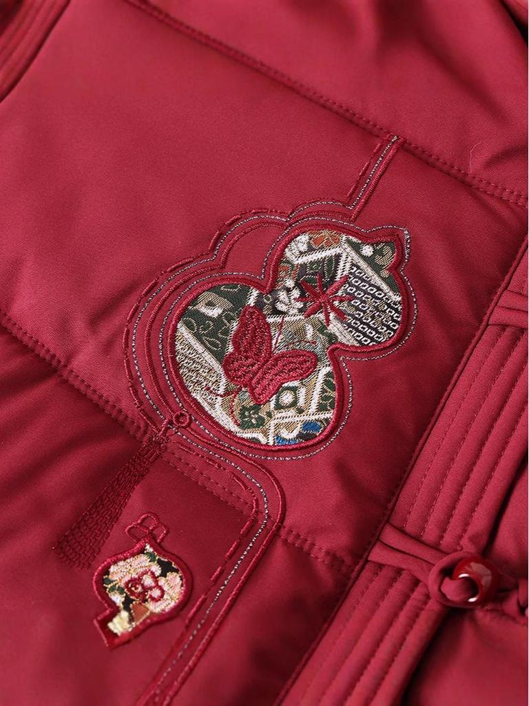 Stylish Winter Cotton Jacket for Middle-Aged and Elderly Women - Plus Velvet, Thickened, Warm, and Padded for Moms.