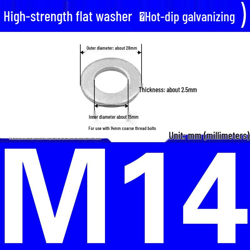 Thickened Hot-Dip Galvanized Washer & Nut Set with Spring Washers, M6-M42