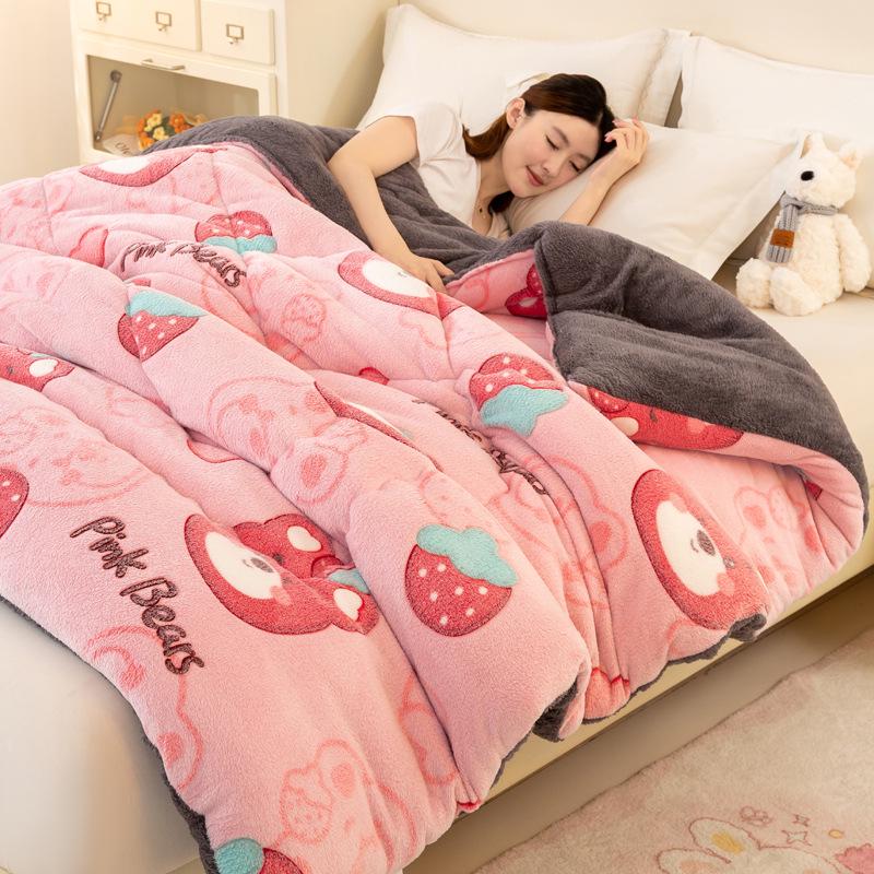 Warm Winter Lambswool & Fleece Quilt - Thick, Cozy Single Size for All Seasons
