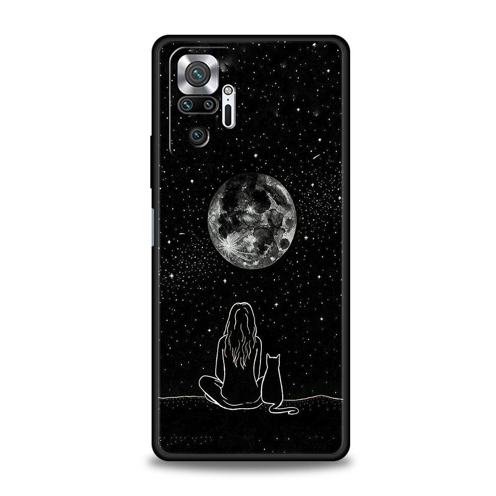 Cat Line Black Cats Phone Case For Xiaomi Redmi Note 14 13 5G 10 11 12 Pro Plus 4G 14C 13C 12C 10C Black Cover