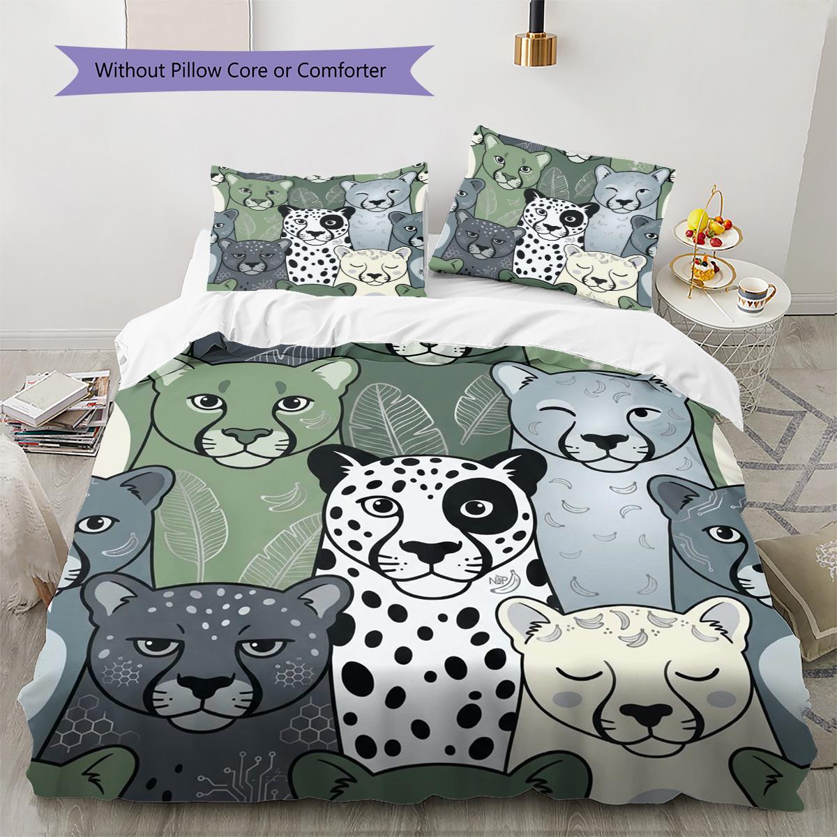 

cougar Pattern Bedding Quilt Set Quilt Cover Pillowcase Home Decoration Birthday Gift (1 * duvet cover + 2 * pillowcase, without core) 135x200cm