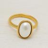 European Retro Pearl Beaded Gold Ring - Elegant Women's Thin Band