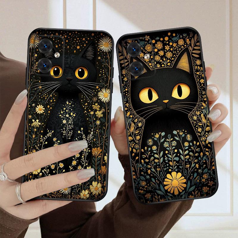 Flower Cat Black For Moto Edge 40 50 Neo 5G E 14 15 G04 G05 4G G24 G34 G35 G54 POWER G55 G75 G84 85 silicone soft phone case