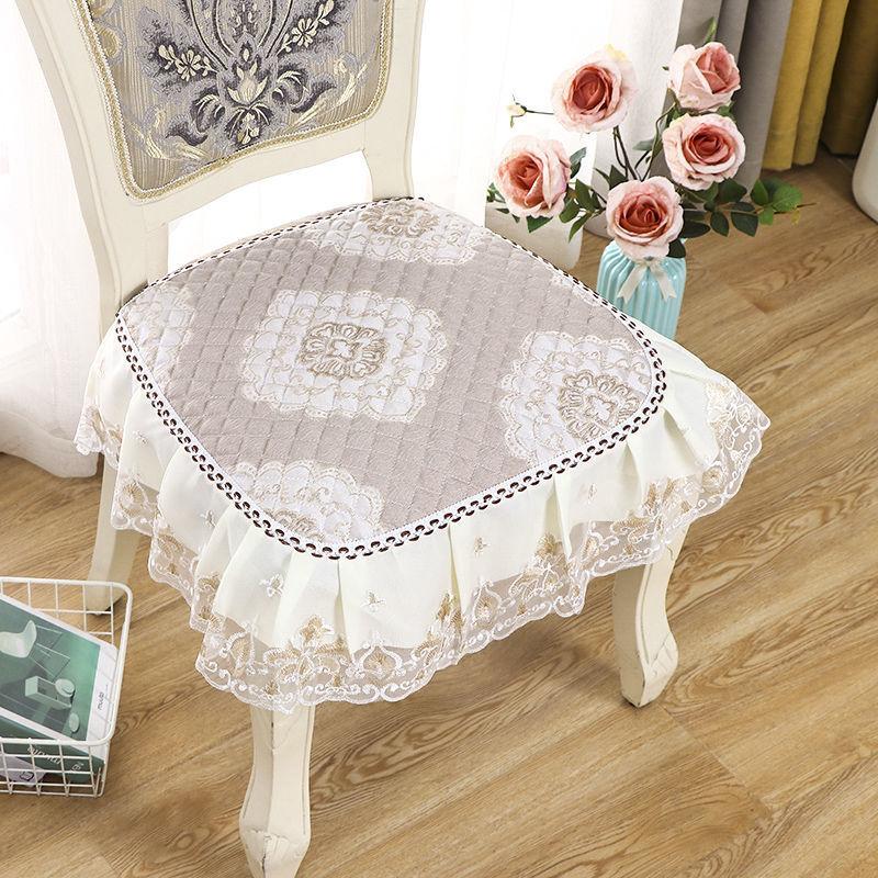 Dining Chair Cushion European Printed Seat Cushions with Lace Quality Four Seasons Stool Seat Mat Non-slip Buttocks Pad
