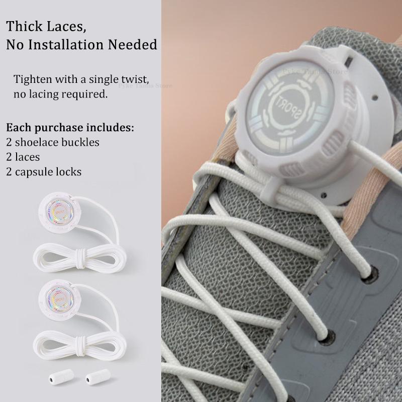 1 Pair Sports Shoe Laces No-Tie Rotating Buckles Lace-free Swivel Buckle for Men Women Casual Lazy Locks Unisex Quick-Adjust