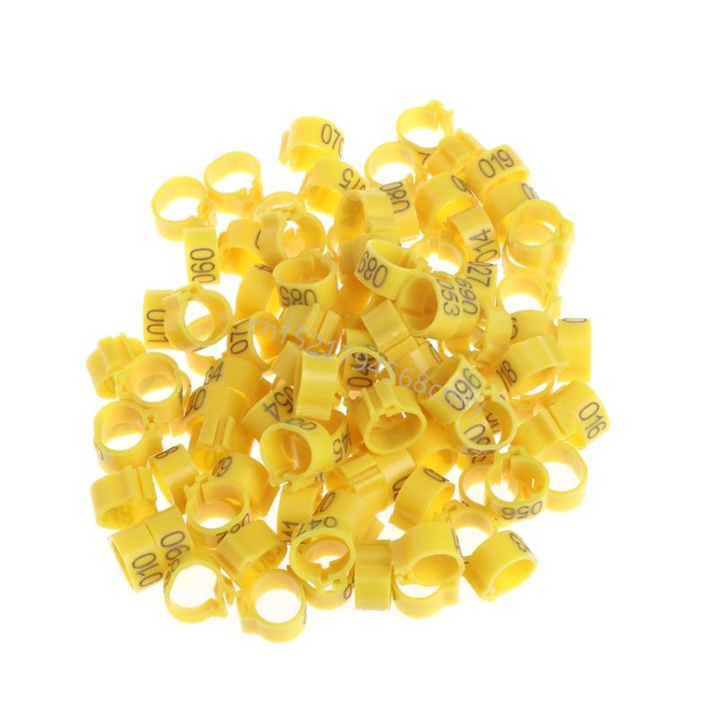100 Pièces Anneaux de Patte d'Oiseau Poulet Anneaux de Patte d'Identification Dinde Anneaux de Patte de Volailles Clip pour Pigeons Oiseaux 10mm 6XDE