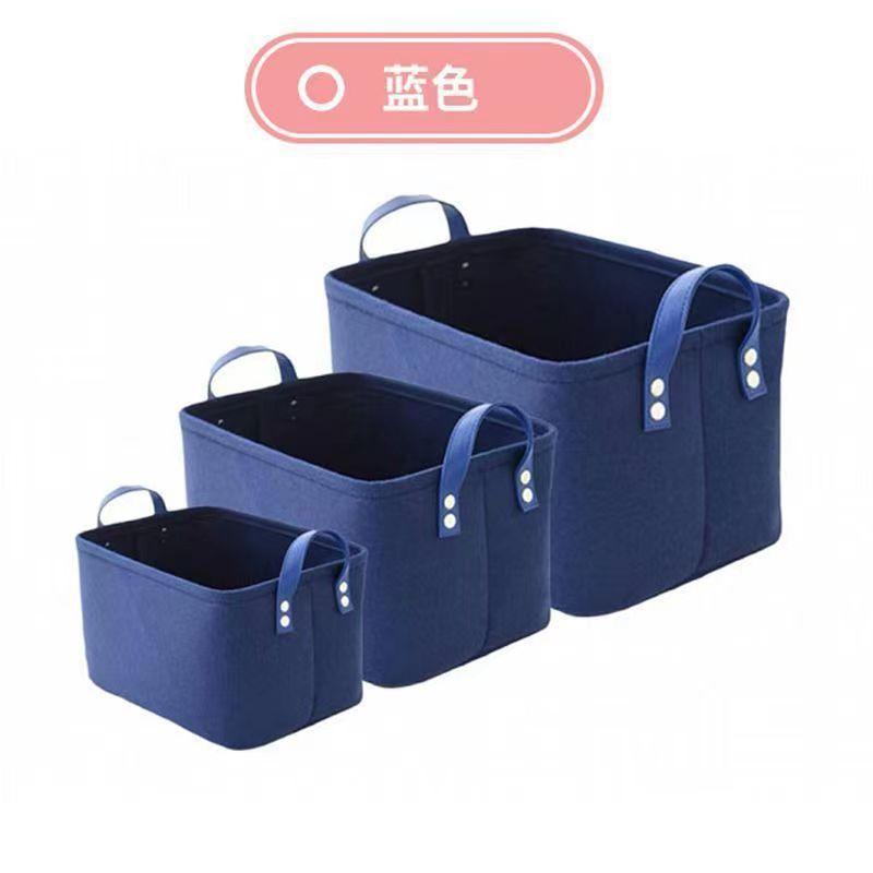 

Large Capacity Desktop Storage Basket Snacks Toys Cosmetics Felt Storage Basket Hand-held Dirty Clothes Basket S 31x21.5x19cm синій