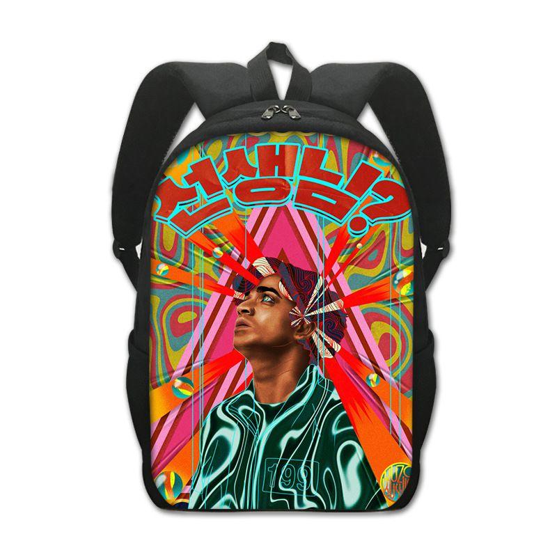 Squid Game Backpack Cartoon Schoolbag For Kids With Adjustable Shoulder Straps