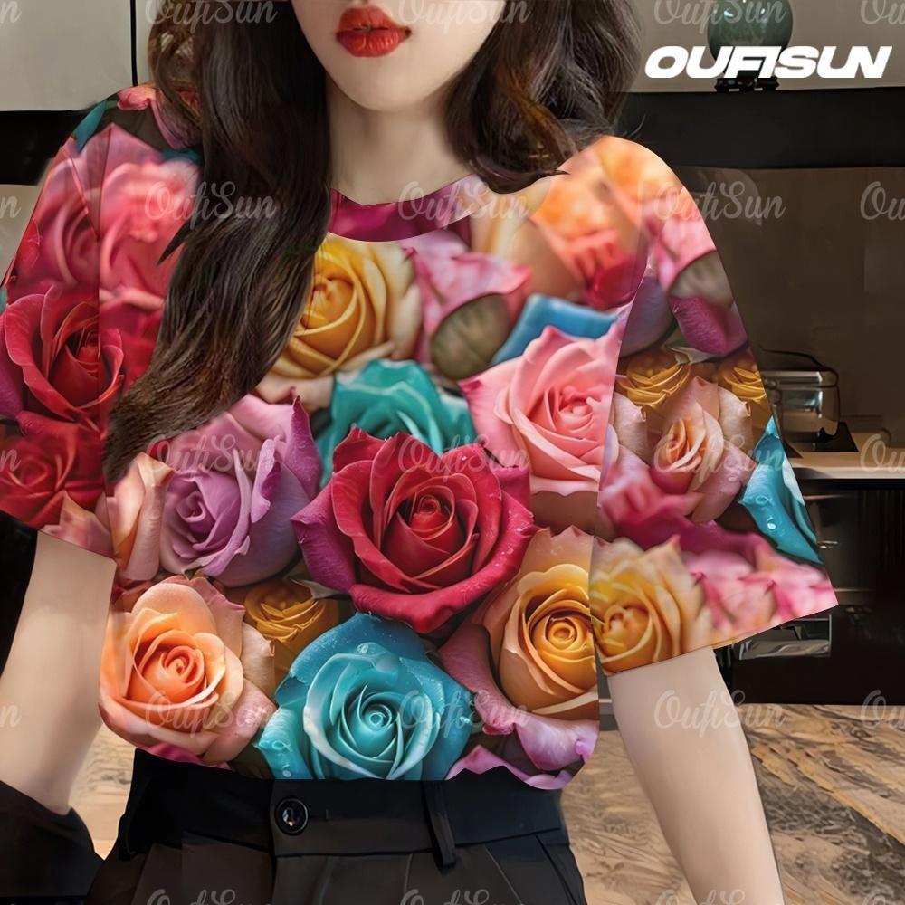 

Новый проект: Топ с коротким рукавом с 3D-принтом, ретро футболка с круглым вырезом XS