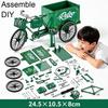 Green Black Tricycle Model Kits Alloy Assembly Bike Model Kit Retro Bike Assembly Model  for Kids