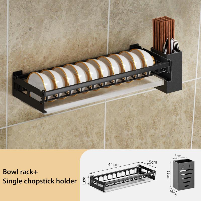 Dish Rack Wall Mounted Modern Kitchen Multifunctional Shelf Bowl Plate Drying Hanging Rack Chopsticks Fork Storage Shelves