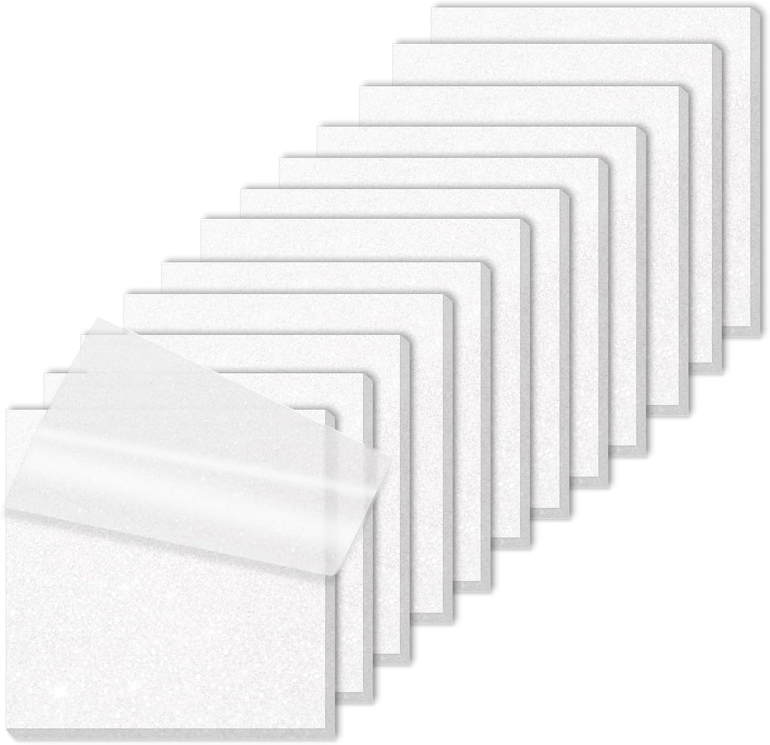 

Transparent Sticky Notes12Pack, Frosted Glitter Colored 3x3 Inch, High Transparency Glass-Like Adhesive,Notes for Women Office600 Sheets белый