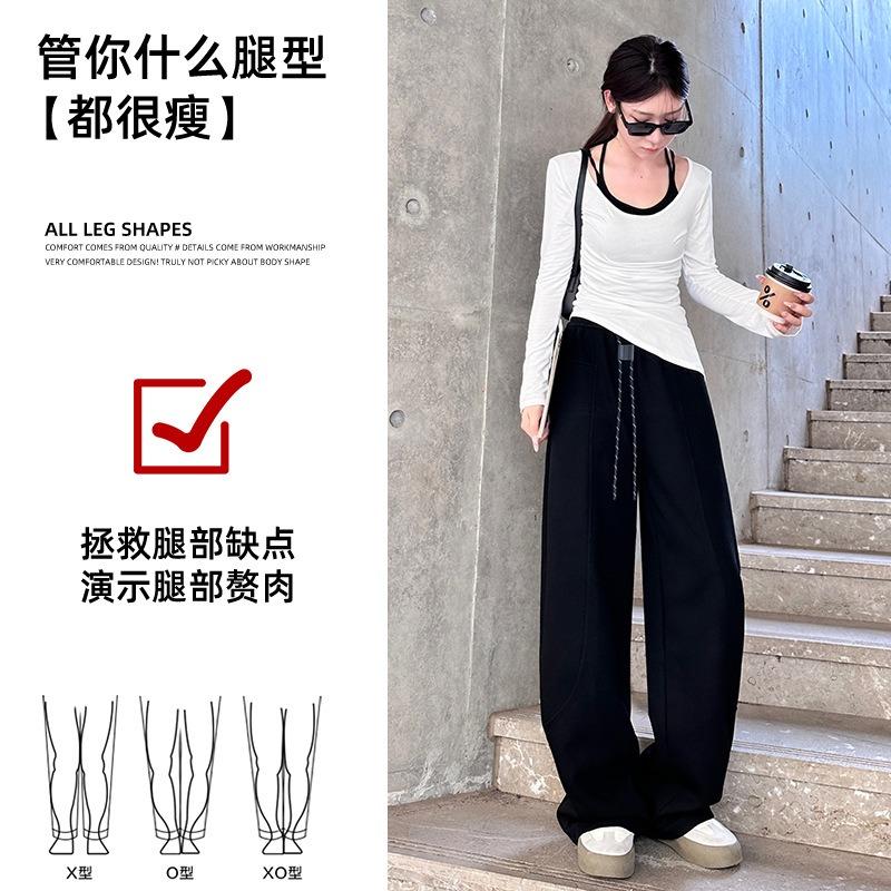 Ankela Red Scimitar Pants Women's Spring and Autumn New Sports Pants High Waist and Thin Loose Casual Wide-leg Pants