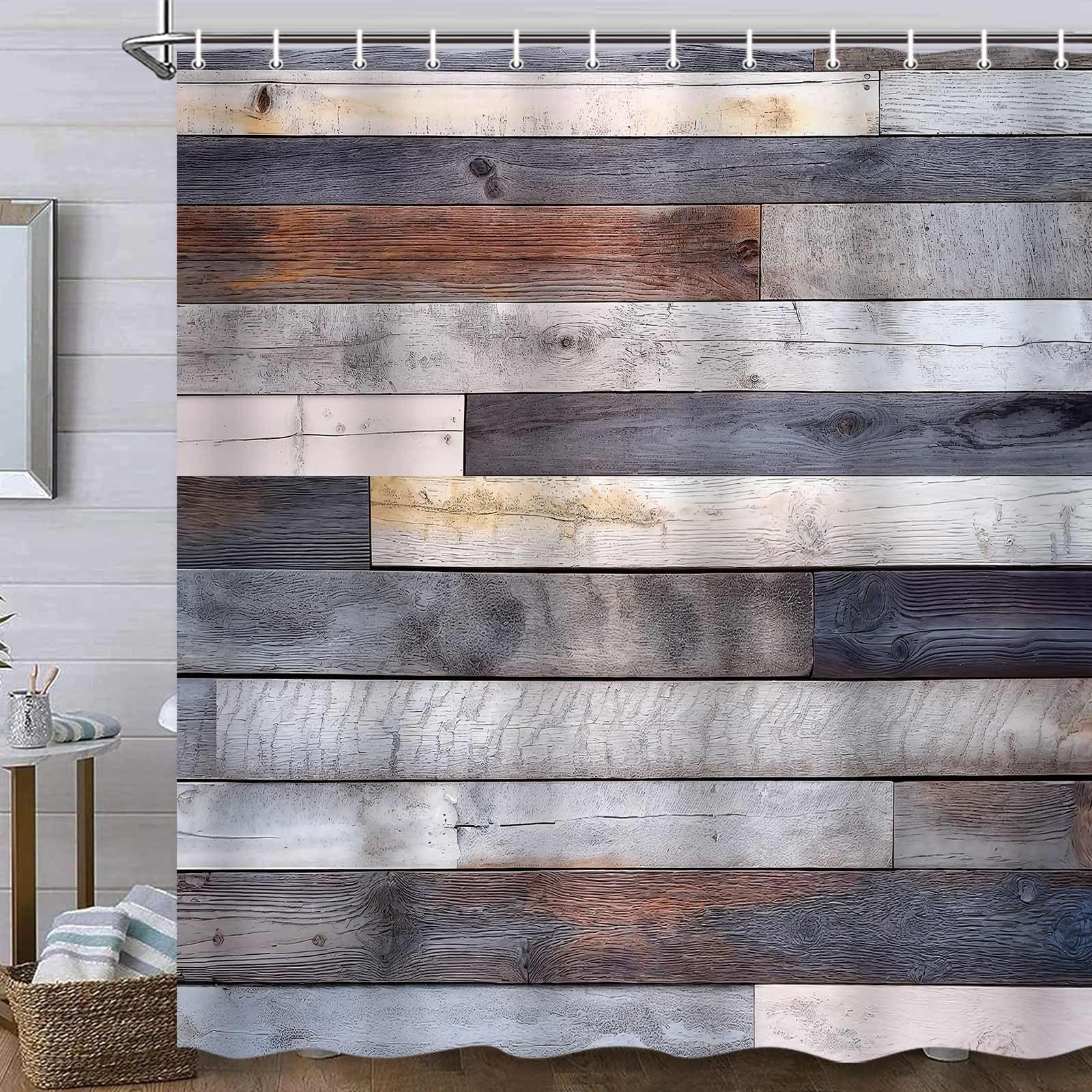 

Rustic Farmhouse Shower Curtain Vintage Wooden Board Barn Door Country Rural Theme Waterproof Bathroom Decor With Hooks W60H190(CM)-1 Pcs