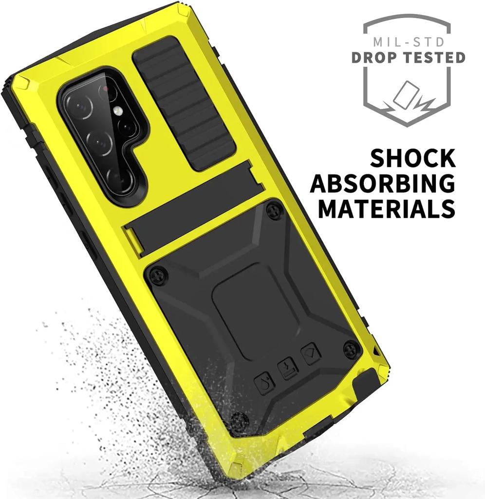 Robuste Aluminium-Metall-Panzerhülle für Samsung S24 S23 S22 S21 Note 20 Ultra S20 Plus A32 Stoßfeste Hülle Displayschutz