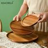1 Piece of Natural Whole Wood South American Walnut Circular Handmade Plate, Round Sushi Plate, Dessert Fruit Bread Tableware