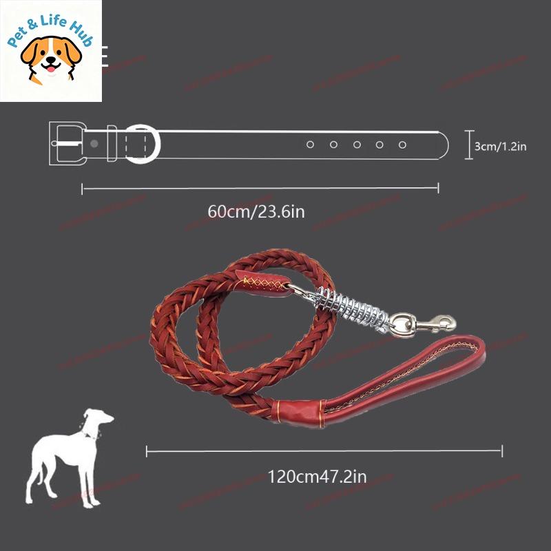 Heavy Duty Genuine Leather Braided Dog Leash Durable Training Walking Lead for German Shepherd Medium Large Dogs Pet Supplies