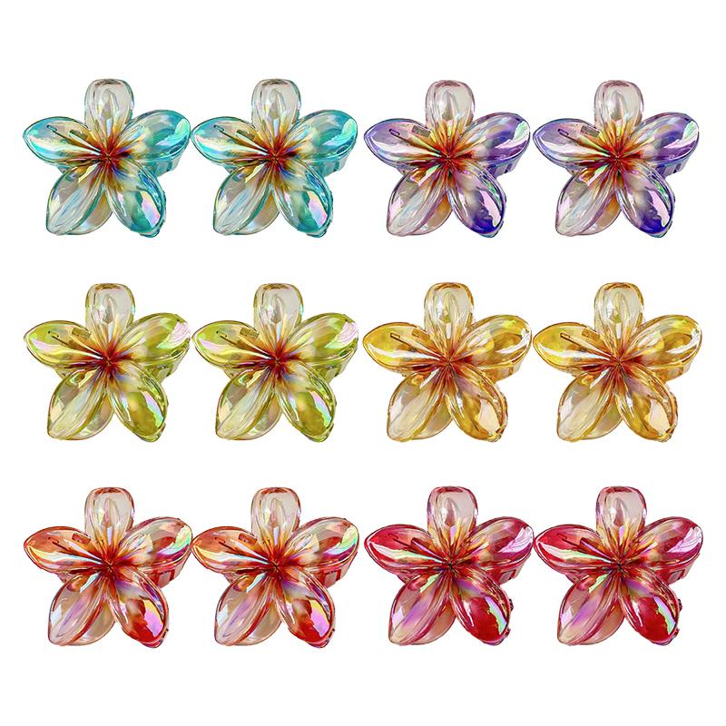 Neuer Farbverlauf Große Blume Acryl Haarspange für Frauen Süße Haarspangen Krabbenklemme Haarspangen Hawaiianischer Kopfschmuck Accessoires