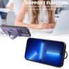 High End TPU+PU Leather Purple Case for iPhone 11 13 12 14 15 16e Pro Max Fashion Wrist Strap Ring Grip Card Holder Wallet Sleev