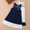 Girls Summer College Style Fresh Pleated Dresses Middle and Big Kids Cute and Comfortable Sleeveless Dresses