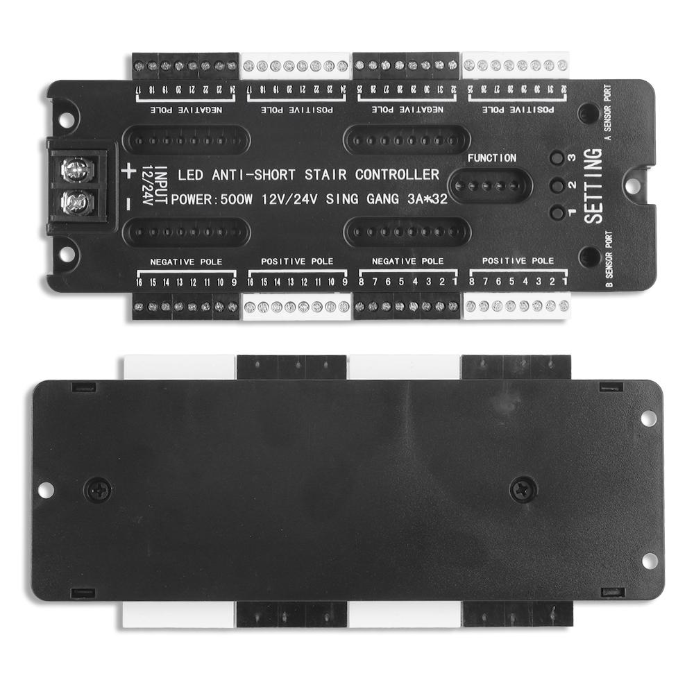 LED Bewegungssensor 32 Kanäle Einstellbare Helligkeit DC 12V 24V Treppenlicht-Controller-Kit für Treppen Flexibler Streifen