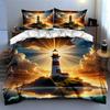Lighthouse Sunset Scenery. Bedding Duvet Cover Sets Duvet Covers Pillowcases Gifts (1 * Duvet Cover 2 * Pillowcases, Without Duvet Insert)