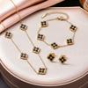 Elegant Four Leaf Clover Jewelry Set Women Stainless Steel With Mother Of Pearl Cross Chain Necklace Earring Bracelet