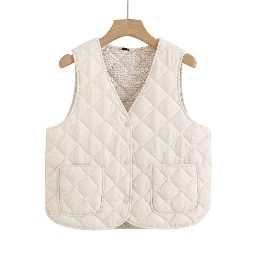 Down Cotton Vest Women's Inner Wear Autumn and Winter New Slim-fit Bottom Inner Wear Vest Medium Thin Warm Vest Vest