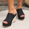 Women Sandals 2025 New Chunky Platform Mules Sandals Woman Brand Designer Wedges Slippers Women Plus Size High Heels Beach Shoes
