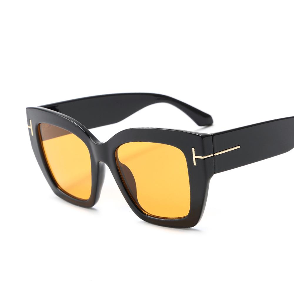 Unisex Large Frame T-Decoration Sunglasses 5634 - Slimming and Stylish European & American Design
