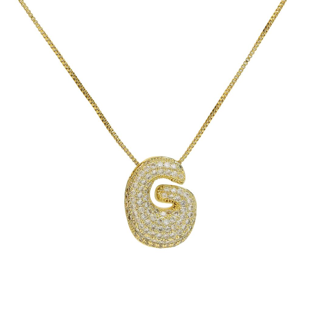 Luxury Zircon 26 English Letter Pendant Necklace for Women Gold Plated Stainless Steel Chain Fat Alphabet Hip Hop Necklace