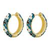 ZHUKOU Retro Little Daisy Hoop Earrings Gold Enamel Hoops Women Colorful Women Round Huggie Earrings VE843