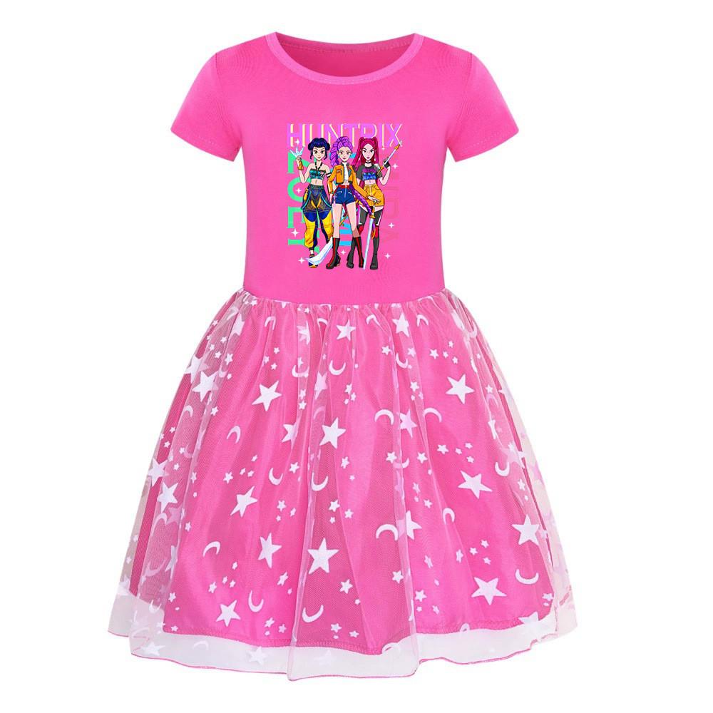 4174 Kids Girls Rumi Zoey Mira Huntrix Print Mesh Dress