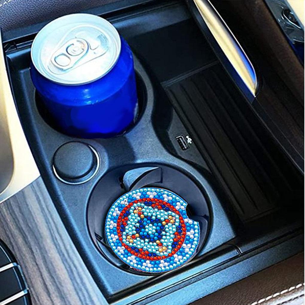 6 Pieces Crystal Car Coaster Rhinestone Coffee Milk Tea Cup Bottle Placemat Interior Automotive Portable Pad Round Mat