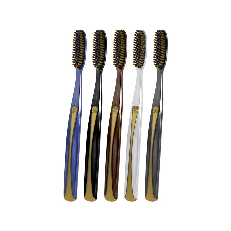 GYN [Lot de 5] Brosses à dents à tête longue souples et moyennes pour adultes avec manches colorés
