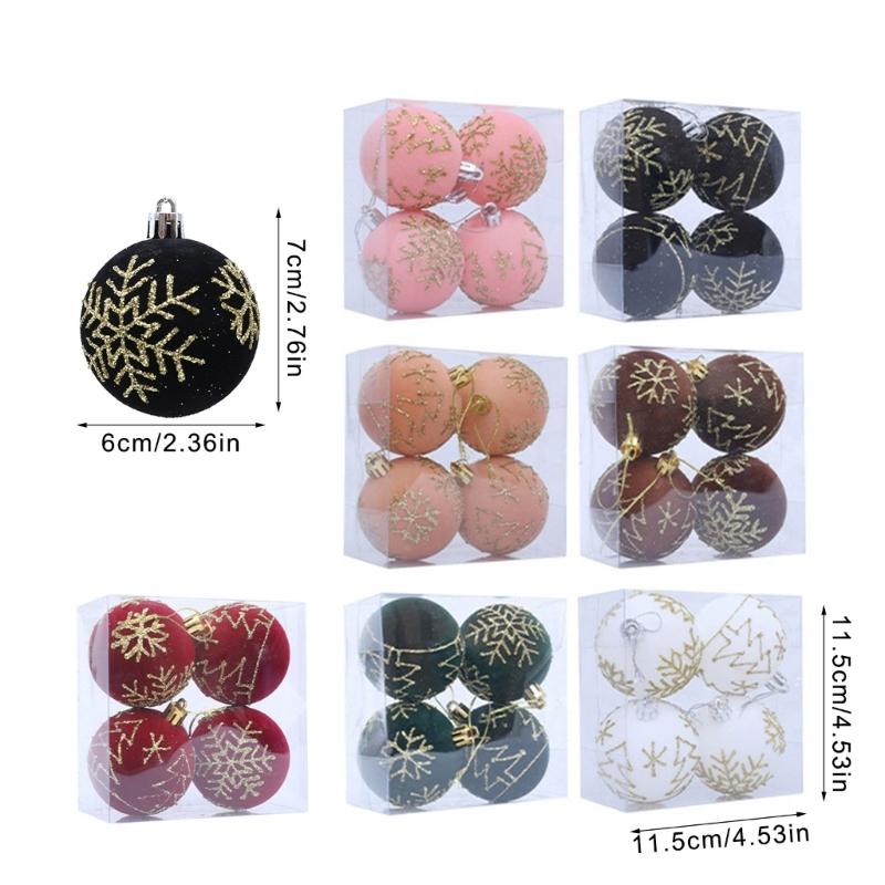 4Pcs Shatterproof Christmas Baubles Ball Hanging Ornament Christmas Tree Decoration For Wreath Mantels Winter Holiday