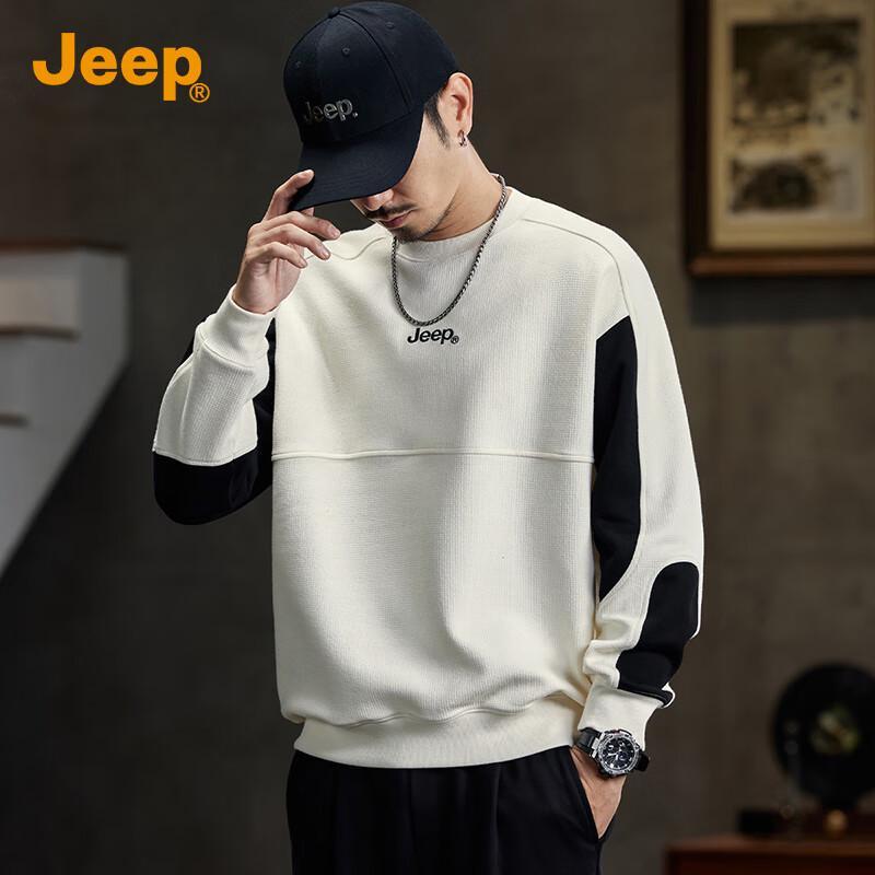 Jeep Men's Trendy Patchwork Loose-Fit Sweatshirt