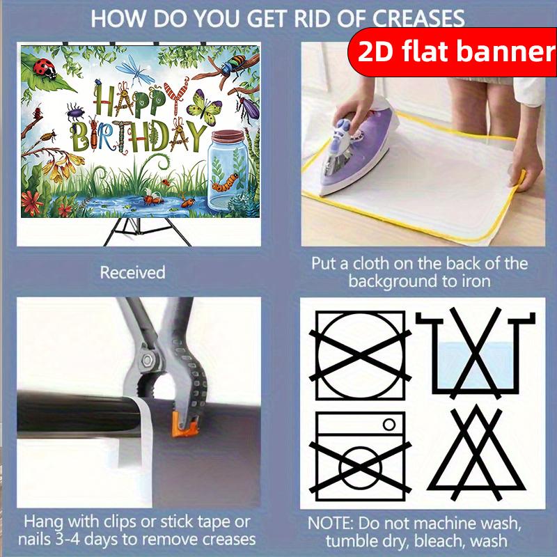 2D Flachbanner Polyester Cartoon Insektenmuster Partybanner Geburtstagsfeier Dekoration Hintergrundtuch