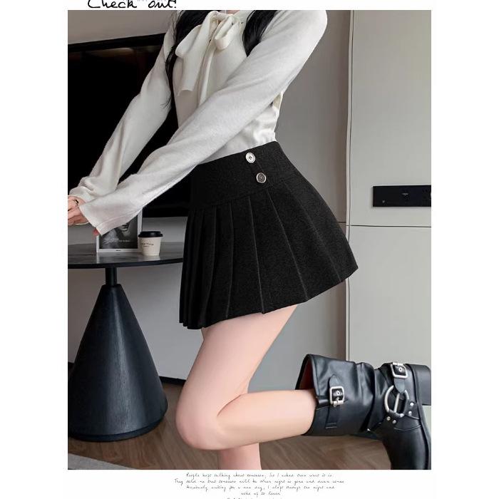 Chic High-Waist Pleated A-Line Mini Skirt for Women - Spring/Autumn Miu Style