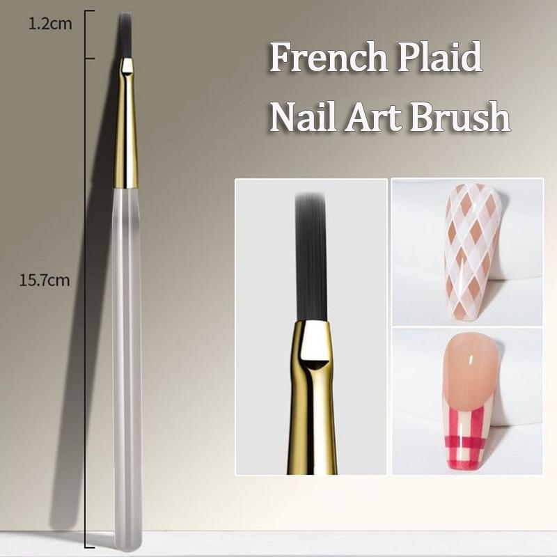 French Plaid Nail Art Brush Tartan & Line Stripe Grid Pattern Drawing Pen for DIY UV Gel Extension Painting Supplies Nail Brush