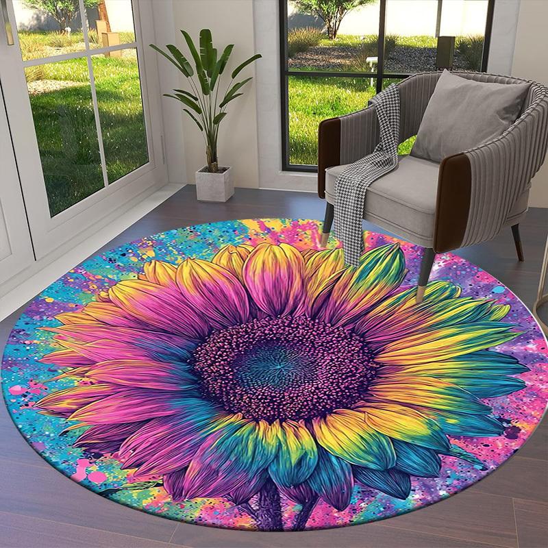 1pc Office Carpet Chair Mats Colorful Sunflower Artwork Perfect for Decorating Office Chairs, Living Rooms, Or Bedrooms