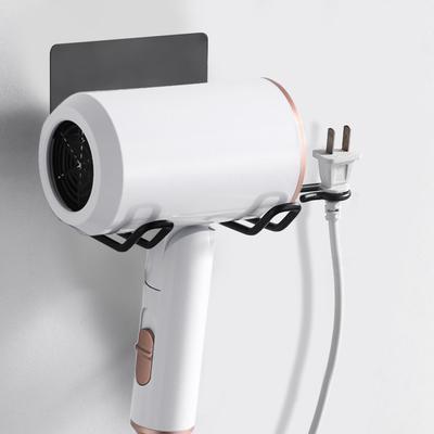 Soporte para secador de pelo sin perforaciones, estante de almacenamiento para secador de pelo montado en la pared de acero inoxidable, organizador de baño, estante con ganchos