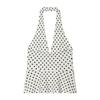European and American style, new women's clothing, deep V elastic polka dot neck collar top, elastic flared pants.