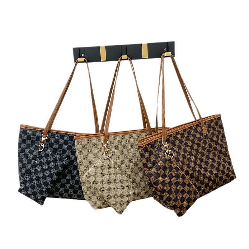 2024 Retro Plaid Women's Two-Piece Large Capacity Handbag Set