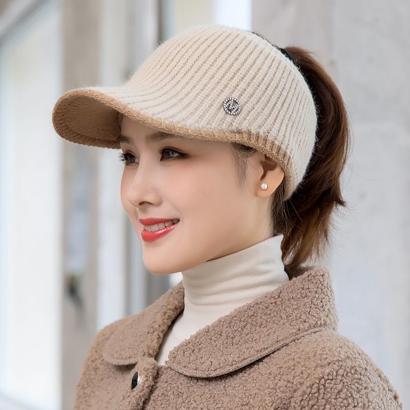 

Вязаная пустая кепка женская осенне-зимняя повседневная кепка для улицы, универсальная трендовая бейсболка, велосипедная шерстяная шапка Casual Versatile, Elastic