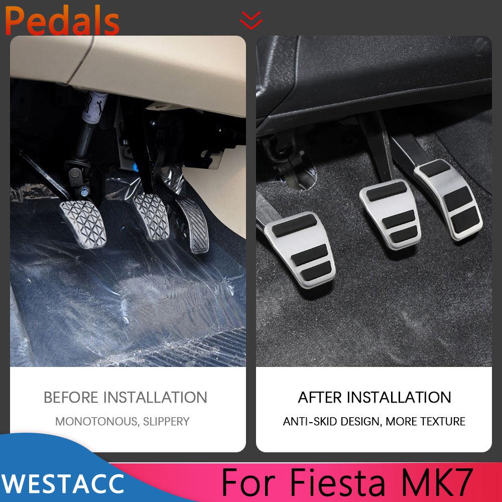 Edelstahl-Autopedale für Ford Fiesta Mk7 2007 2008 2009 2010 2011 2012 Gas-Kraftstoff-Bremskupplungspedal-Abdeckungspad
