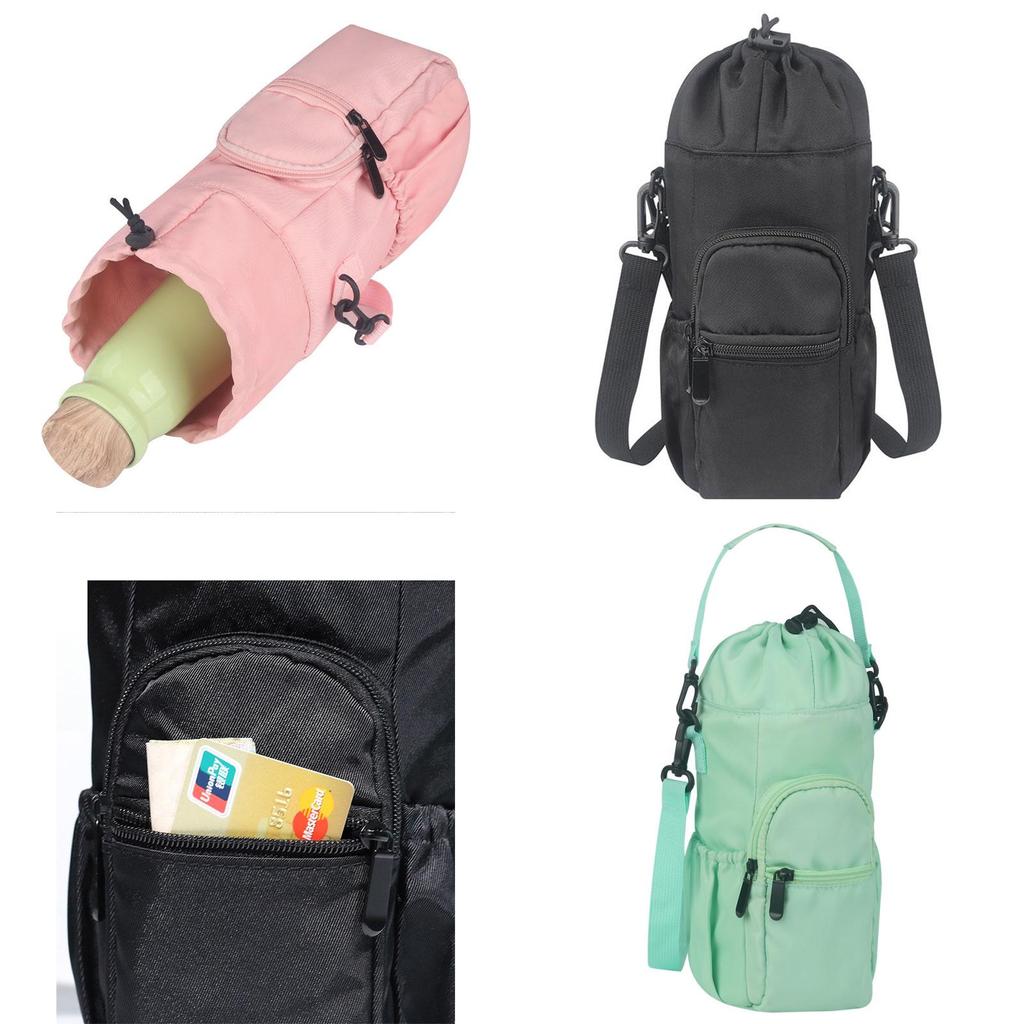 Oxford Water Bottle Sling Bag Durable And Stylish Water Bottle Carrier For Walking And Hiking Black